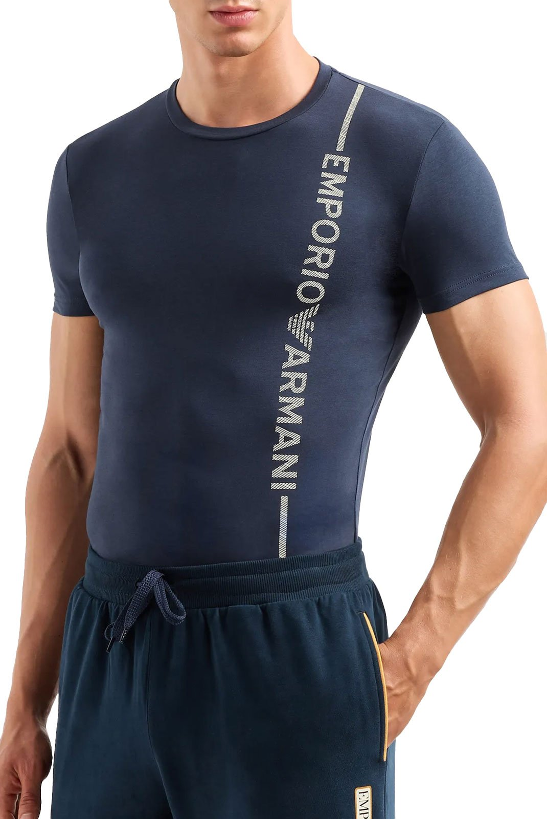 TShirt coton stretch logo vertical - Emporio armani (00135 MARINE)