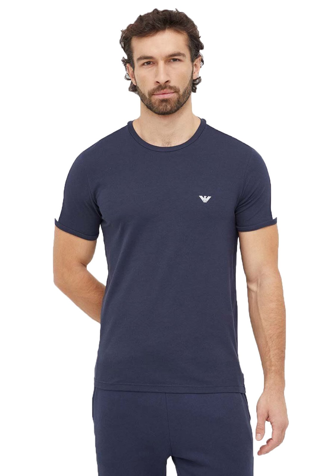 Tshirt MC col v coton stretch - Emporio armani (135 MARINE)