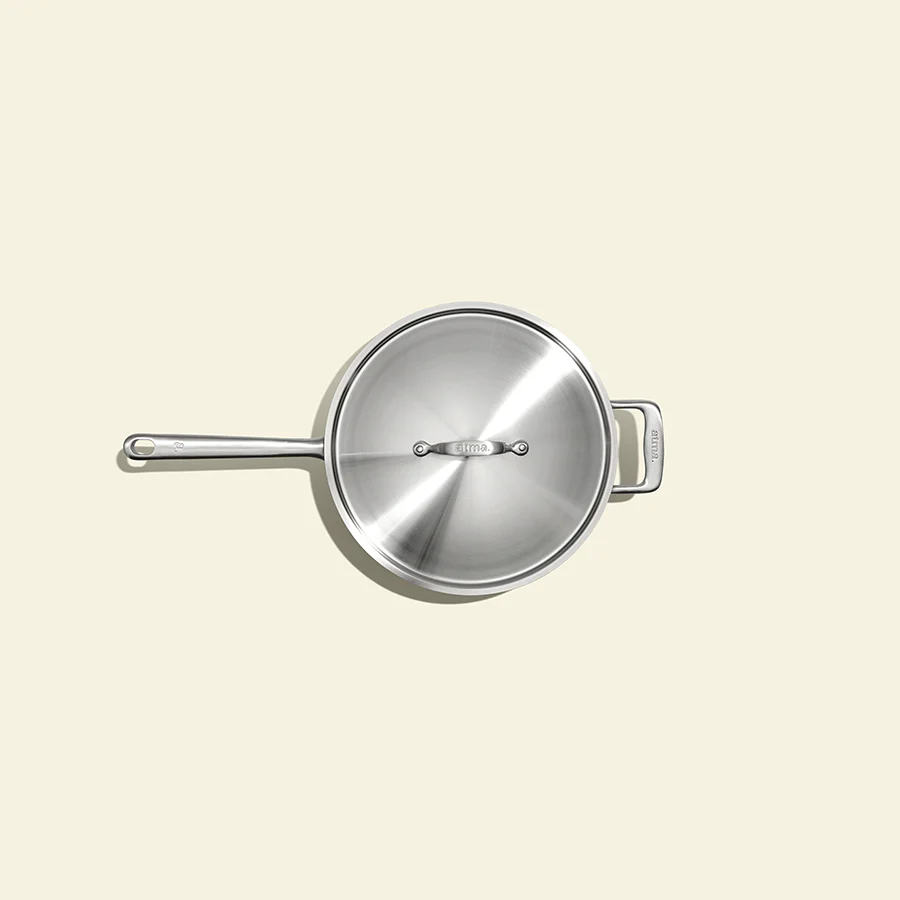 The Wok avec couvercle, 2 poignées, en inox, 28 cm, atma