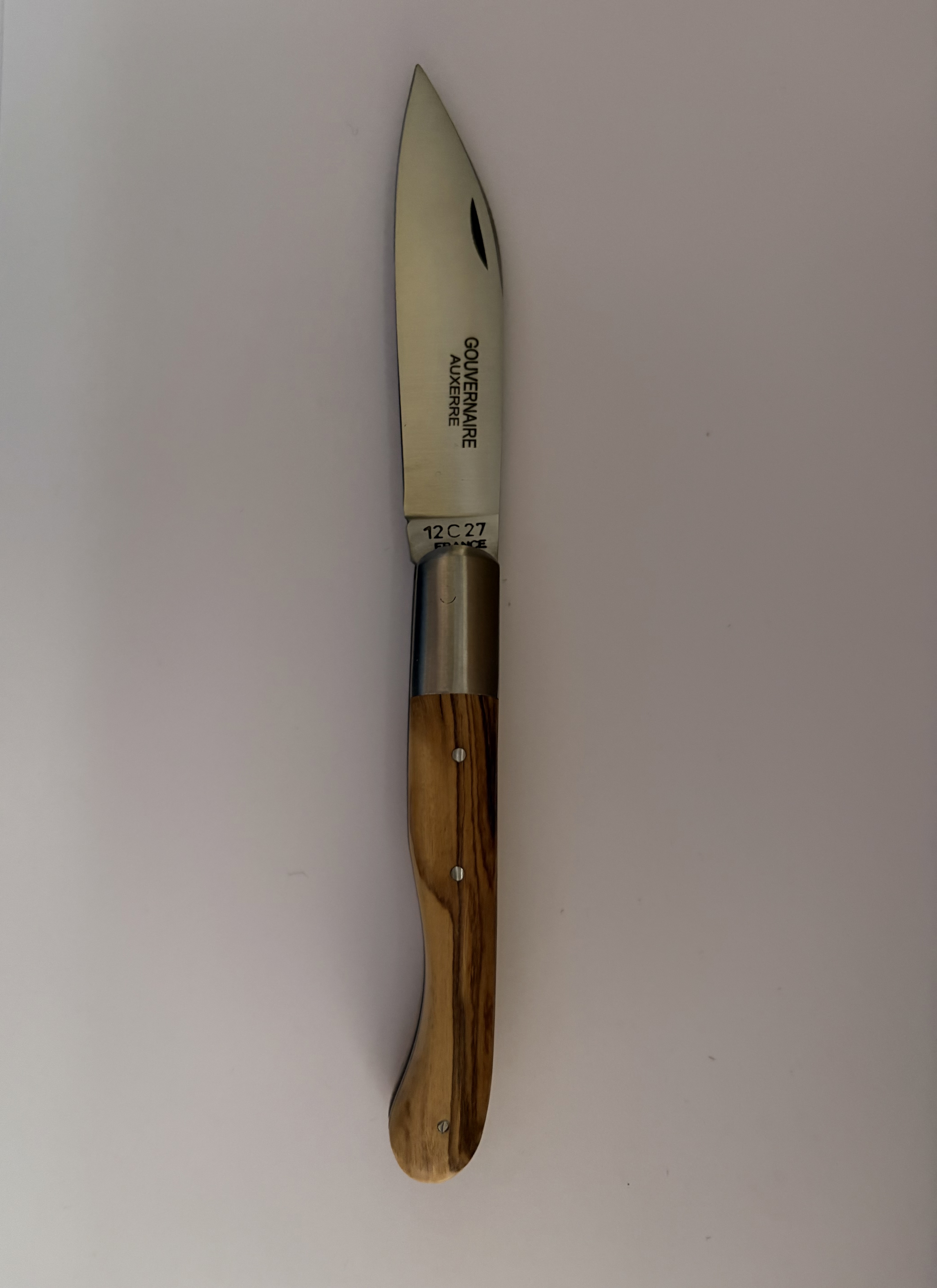 Aurillac 1 pièce manche en bois d'olivier, couteau de poche