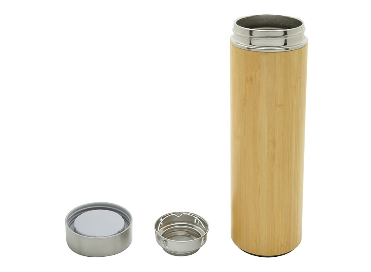Bouteille isotherme 'Onsen' bambou, avec infuseur, 480ml, baladéo