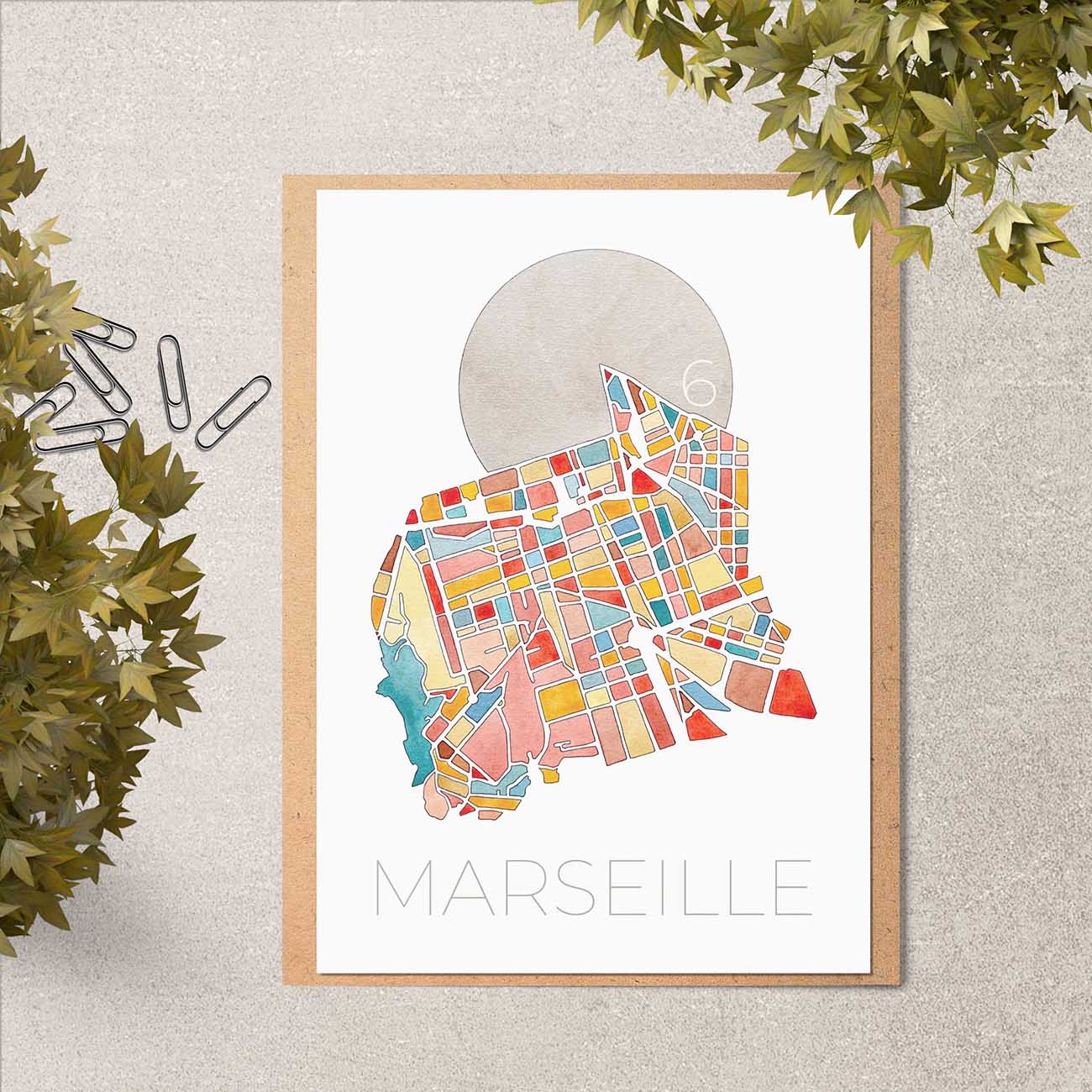 Carte postale double Marseille 6e arrondissement