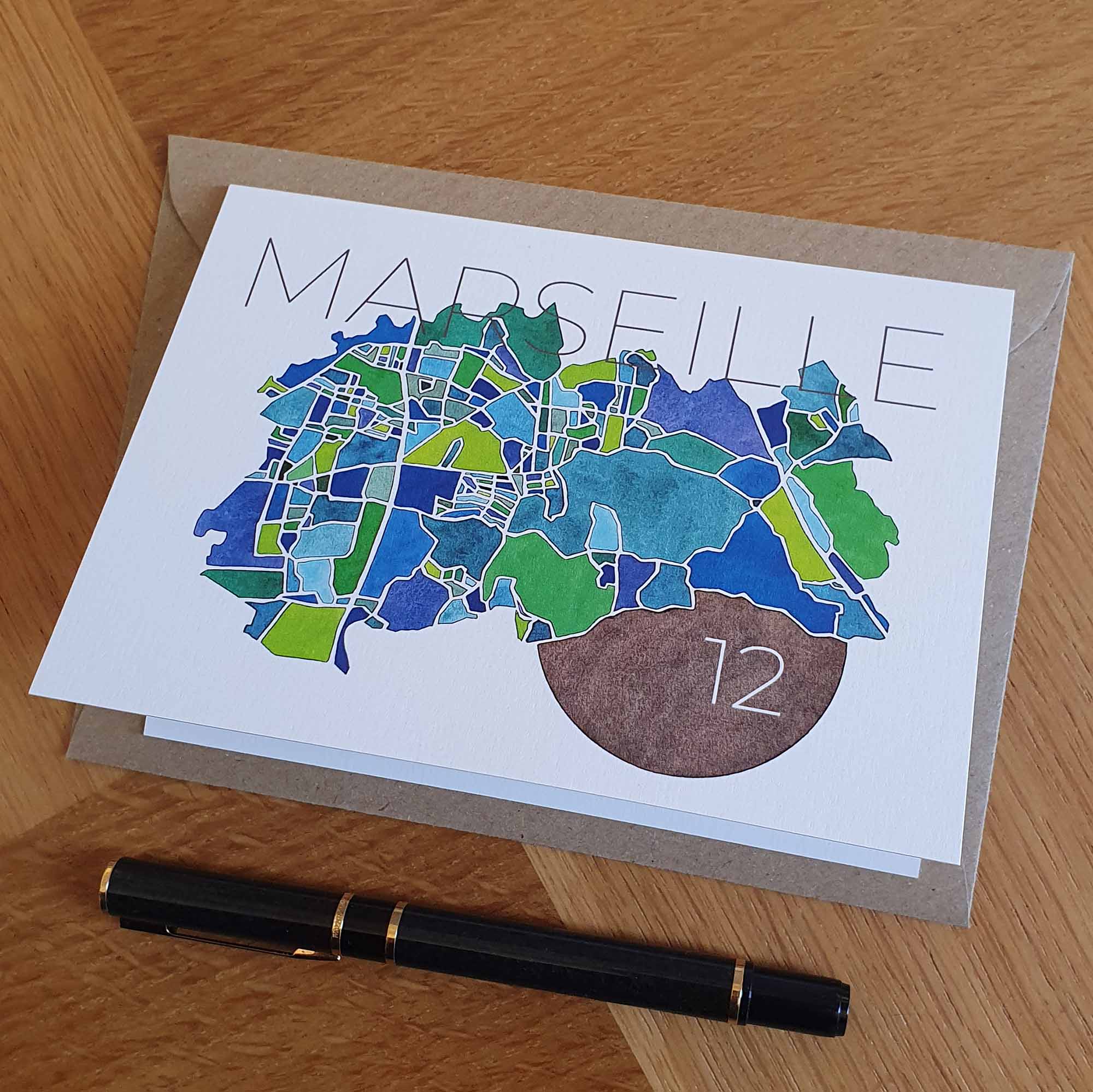 Carte postale double Marseille 12e arrondissement