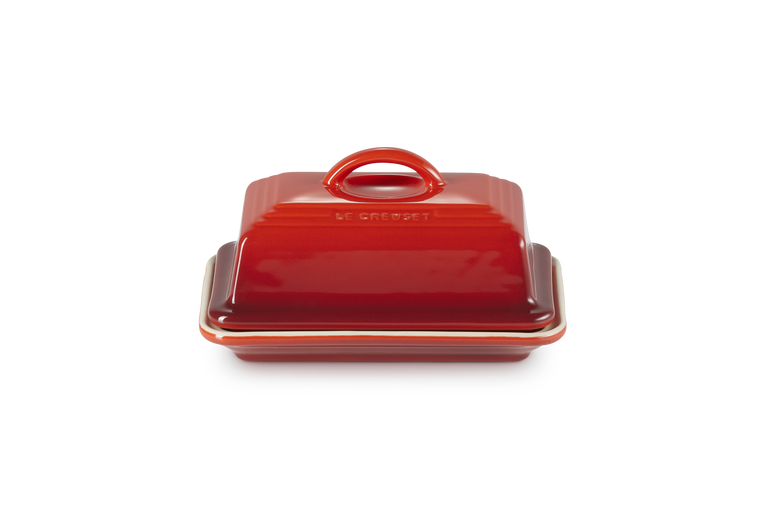 Beurrier en céramique cerise, Le Creuset