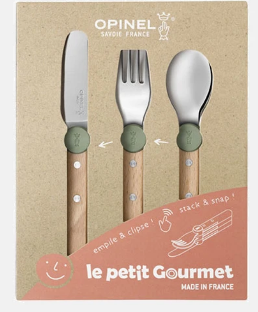 Le Petit Gourmet – Set de Couverts pour Enfants – Vert Olive, Opinel