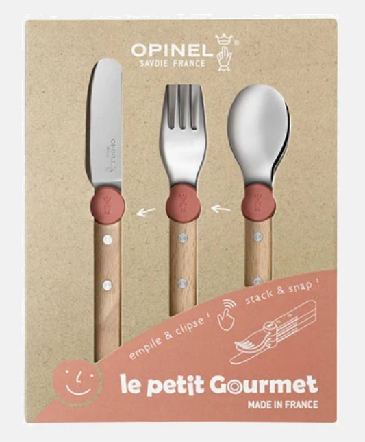 Le Petit Gourmet – Set de Couverts pour Enfants – Coloris Corail, Opinel