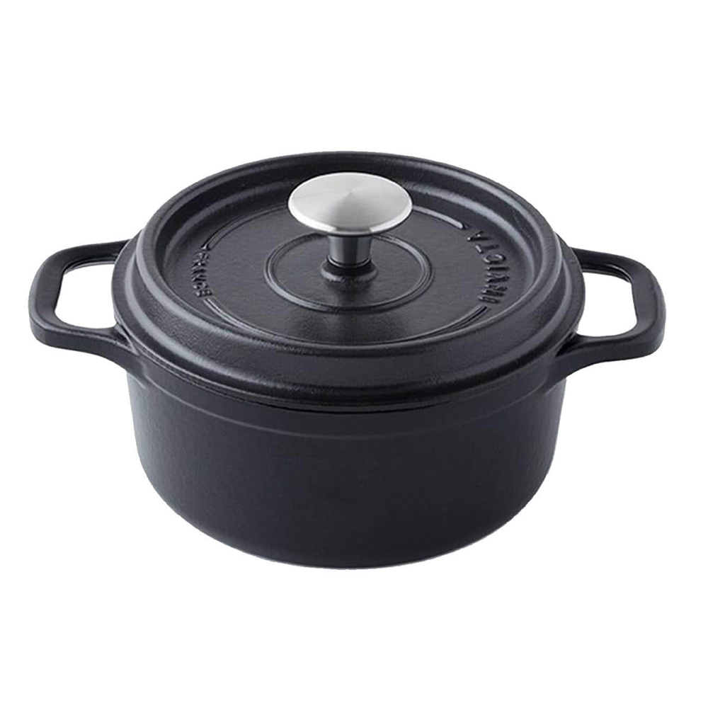 Cocotte ronde Invicta 20 cm Noire en fonte, fabrication française