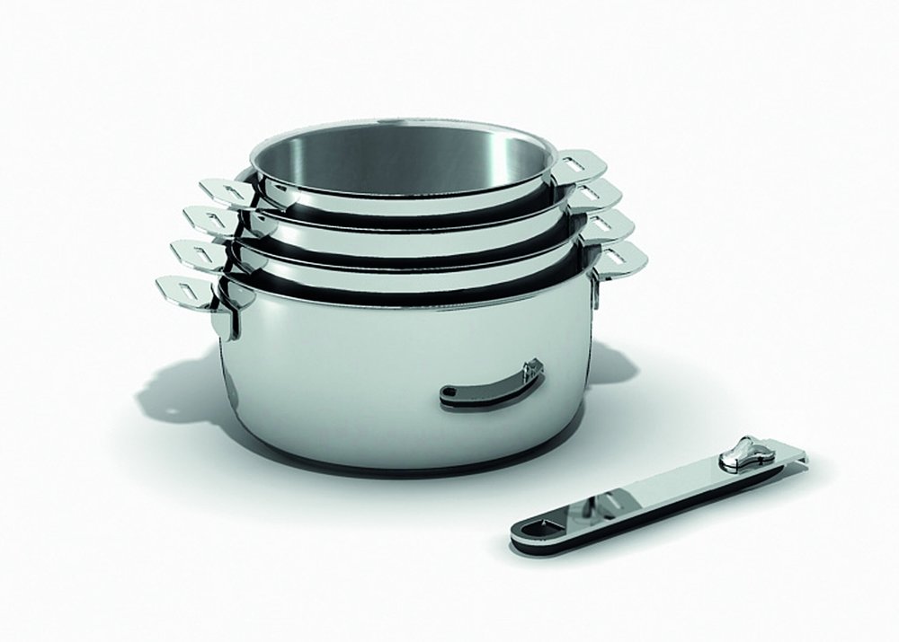 série de 4 casseroles tout inox + 1 poignée, move on kitchen fun par BEKA