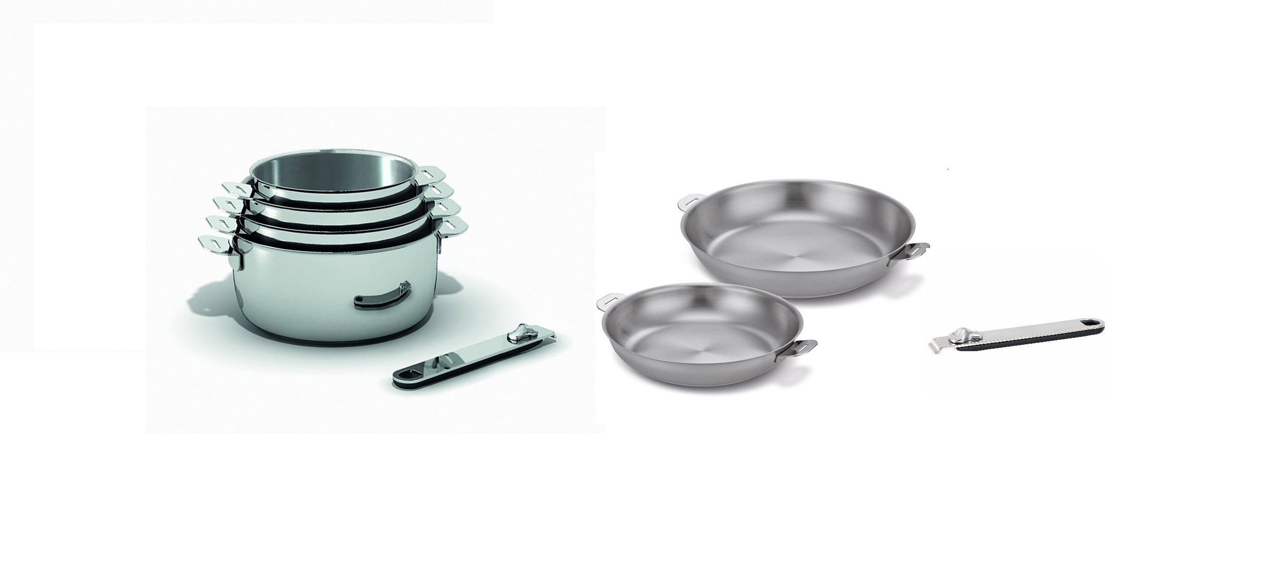 4 casseroles inox + poêles 24cm + 28cm inox + 2 poignées, move on kitchen fun par BEKA