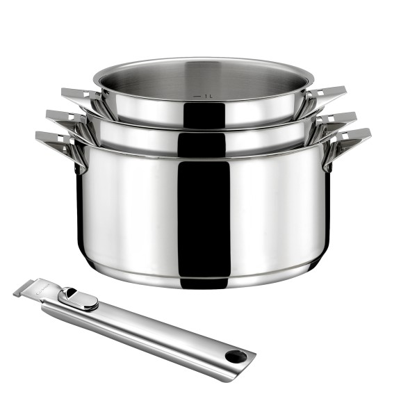 Cuisinox Eclipse, ensemble de casseroles Ø 16, 18, 20 cm avec poignée amovible