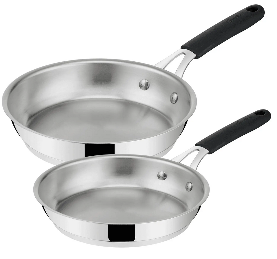 TEMPRA INOX, Lot de 2 poêles en inox 24cm + 28cm, Lagostina