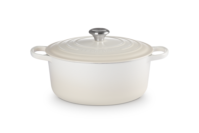 Cocotte ronde 26cm, en fonte émaillée meringue, Le Creuset