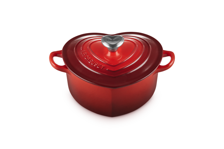 Cocotte coeur, 20 cm, cerise, le creuset