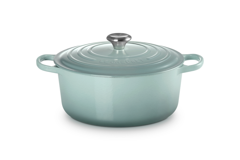 Cocotte ronde 26cm, en fonte émaillée, sea salt, Le Creuset
