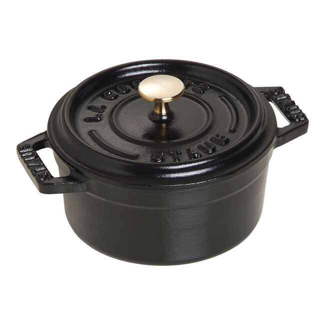 Cocotte 10 cm, Ronde, Noire, Fonte, Staub