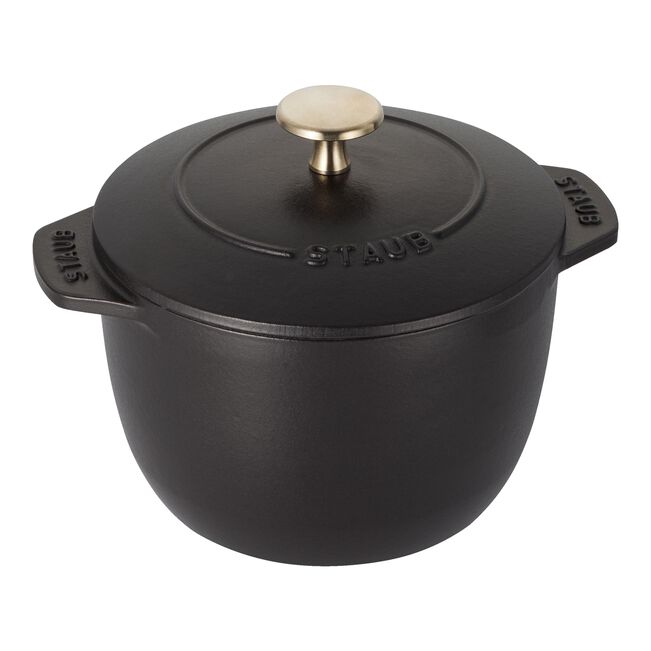 Formes spéciales Cocotte à riz 16 cm, Ronde, Noir mat, Fonte, Staub