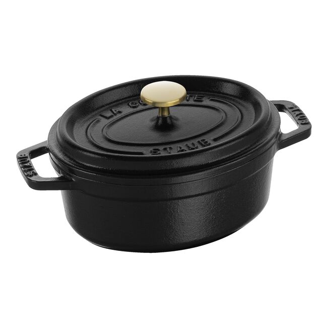 Cocotte 15 cm, Ovale, Noire, Fonte, Staub