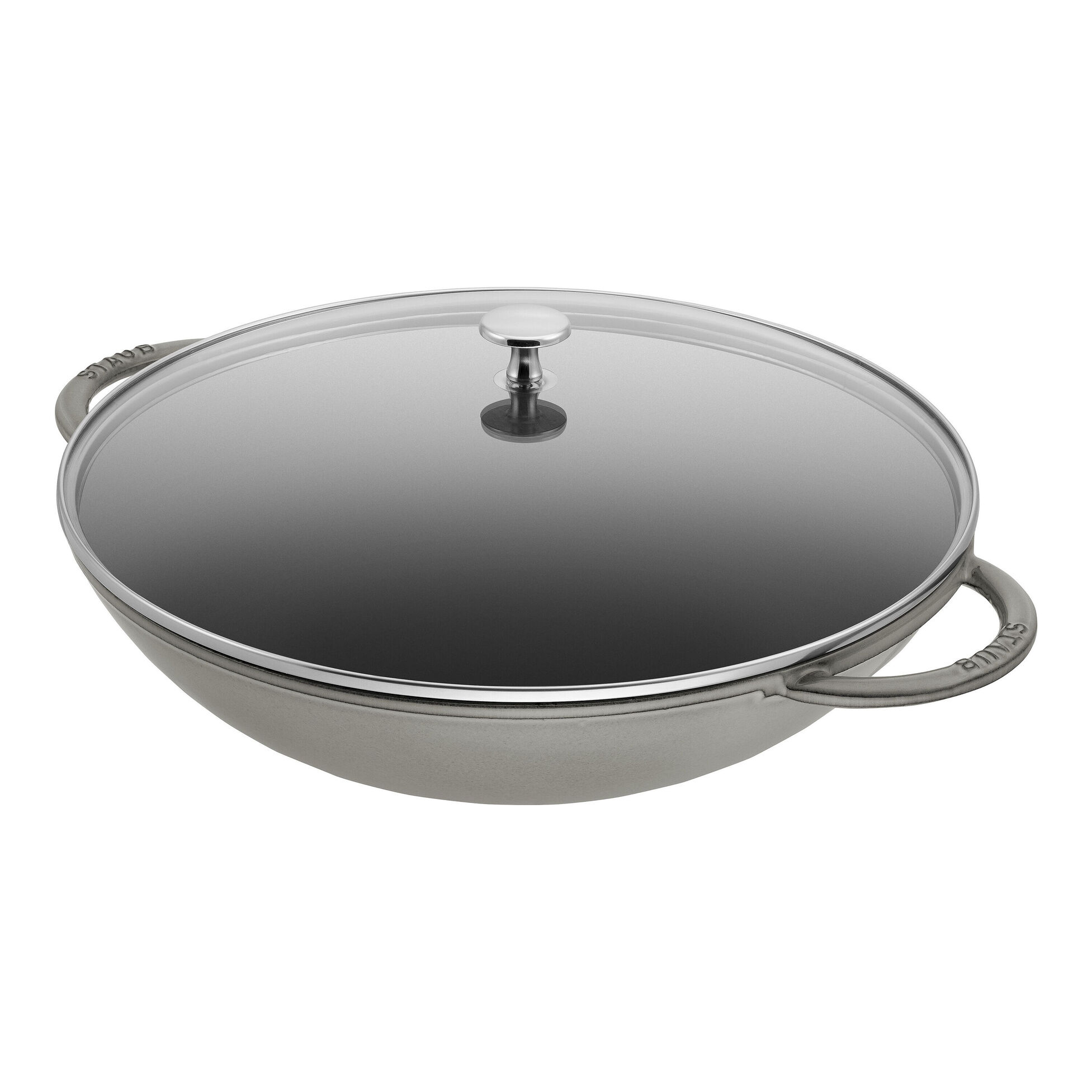 37 cm, Wok avec couvercle en verre, Gris graphite, Staub