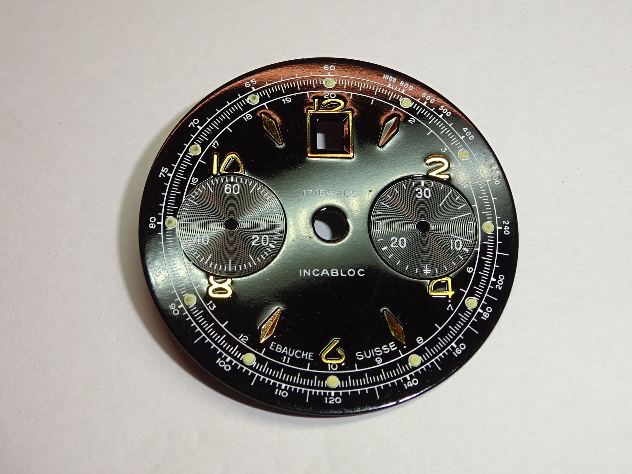 Landeron dial 187 189 (30 minutes) size 30.8 mm, black color (New)