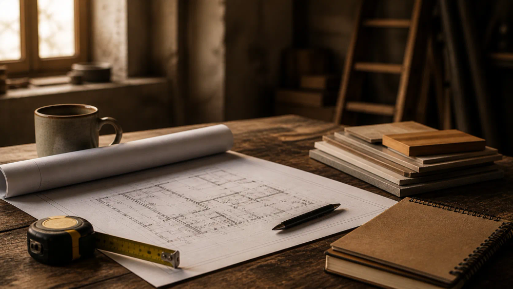 Atelier avec plan rénovation artisan
