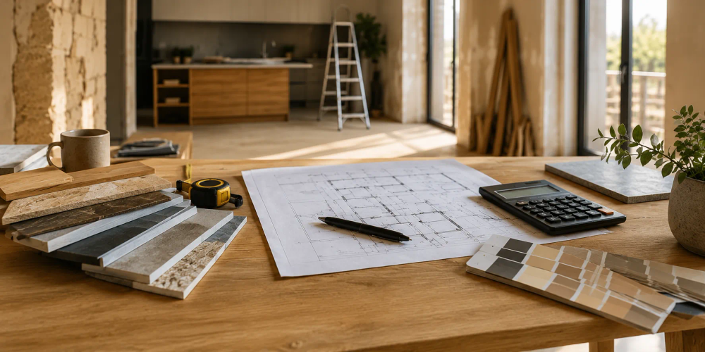 Plans, matériaux et estimation budgétaire pour un projet de rénovation de maison en Vendée. Préparation des travaux, choix des finitions et organisation du chantier.