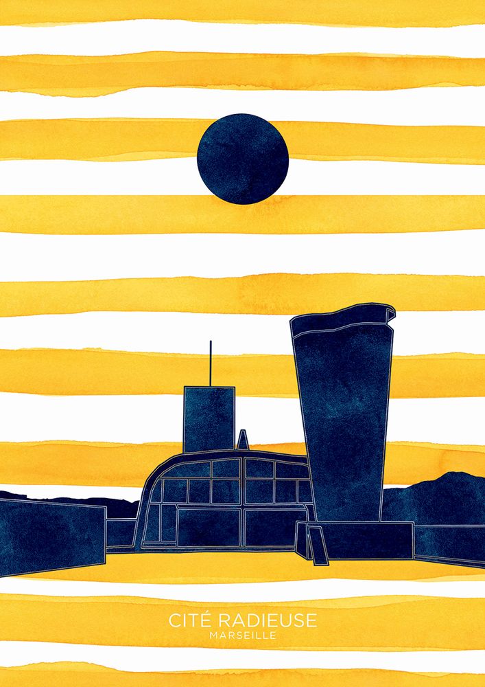 Illustration du toit de la Cit&eacute; Radieuse &agrave; Marseille
