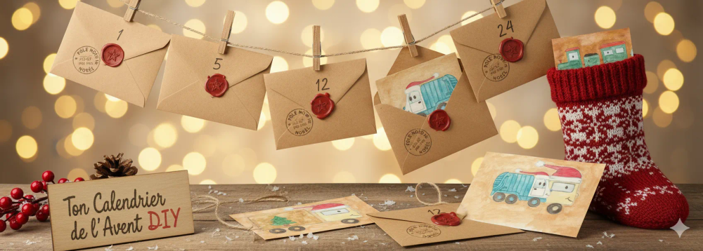 mise en scène calendrier de l'avent enveloppes suspendues