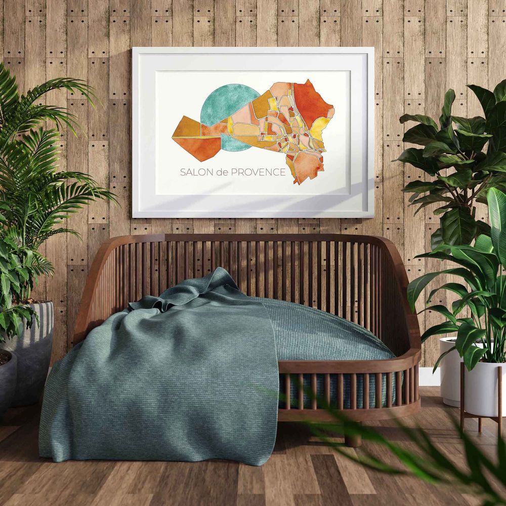 Affiche Salon-de-Provence dans un salon style boho