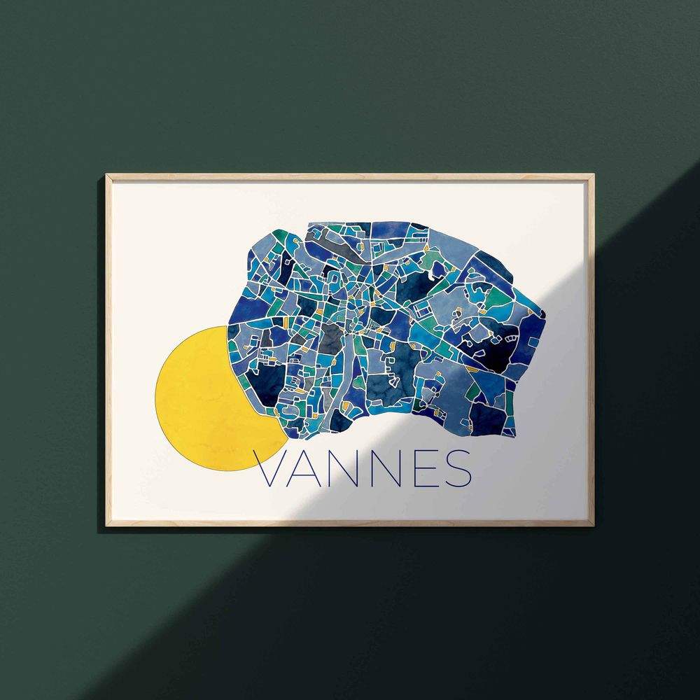Affiche de Vannes sur un beau mur vert