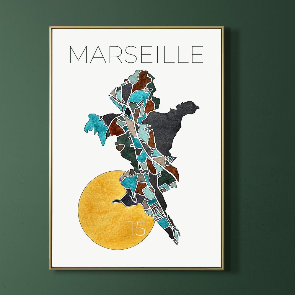 Affiche Marseille 15e arrondissement, illustration po&eacute;tique