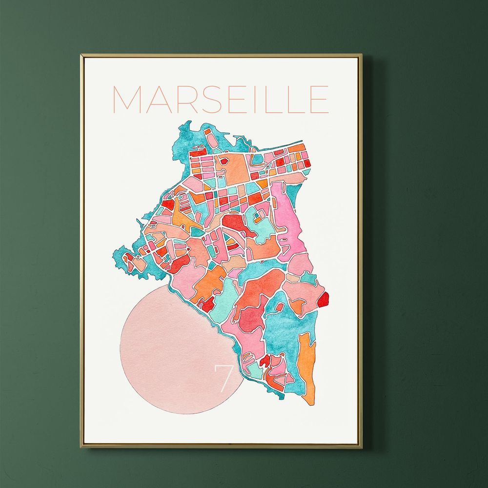Affiche Marseille 7e arrondissement, po&eacute;sie &agrave; l'aquarelle