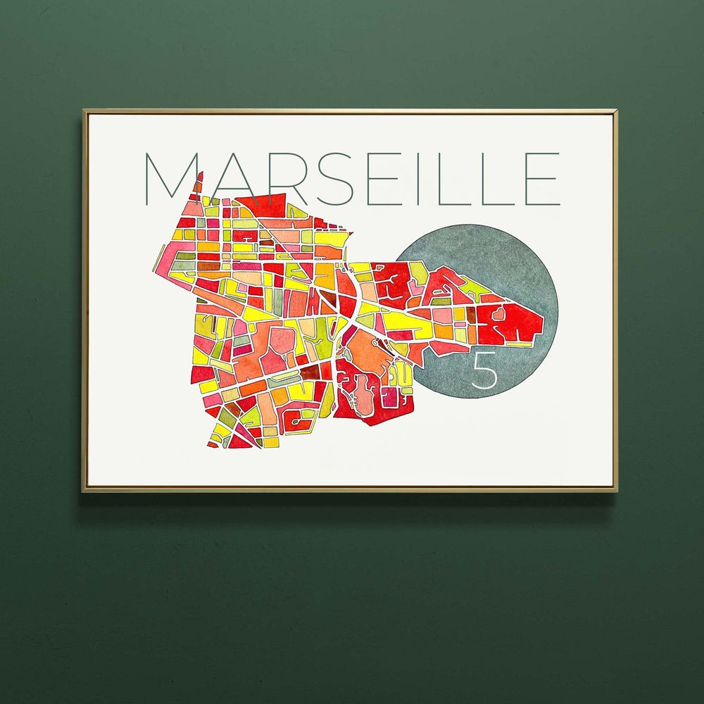 Affiche de Marseille 5e arrondissement, couleurs toniques