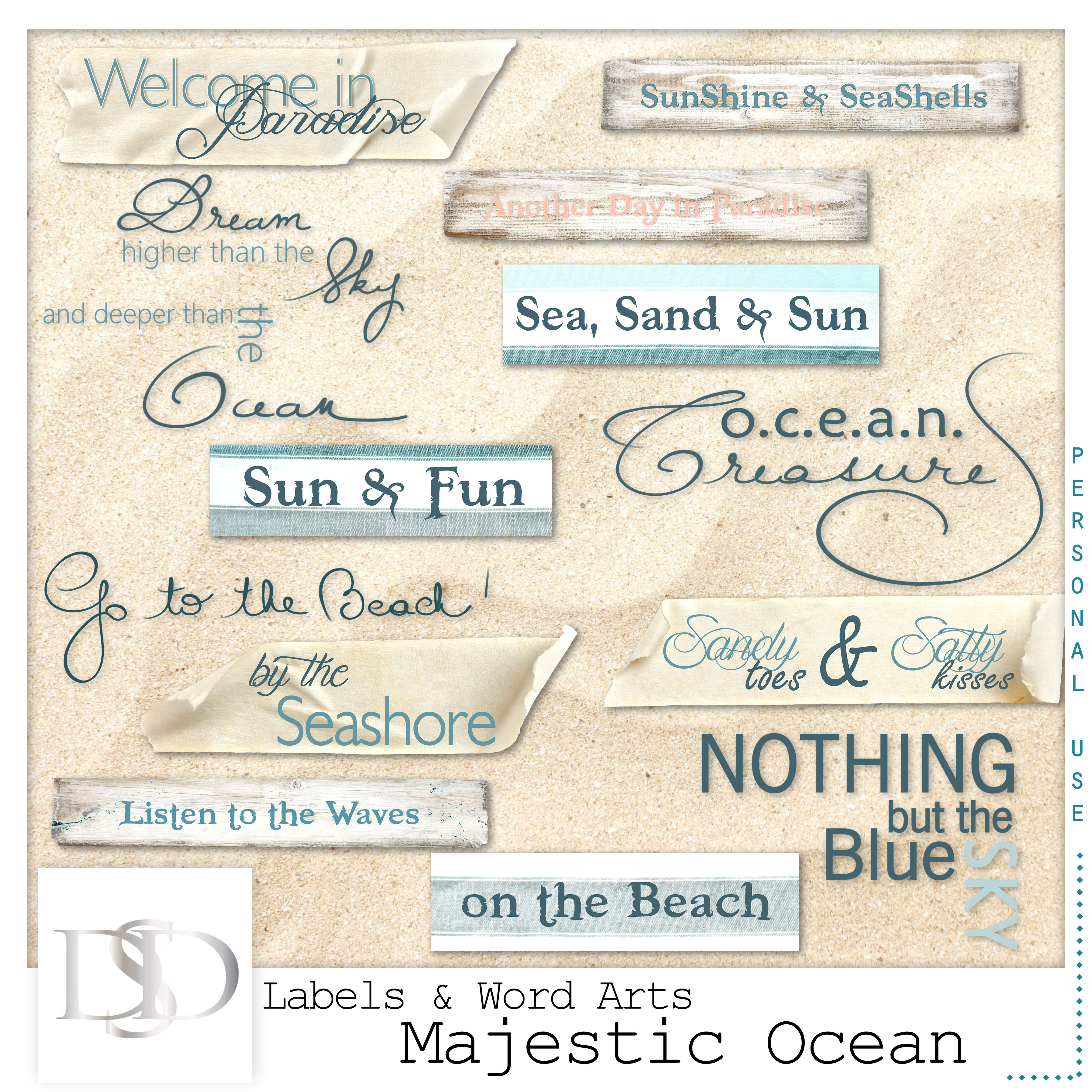 Majestic Ocean Word Arts & Tags