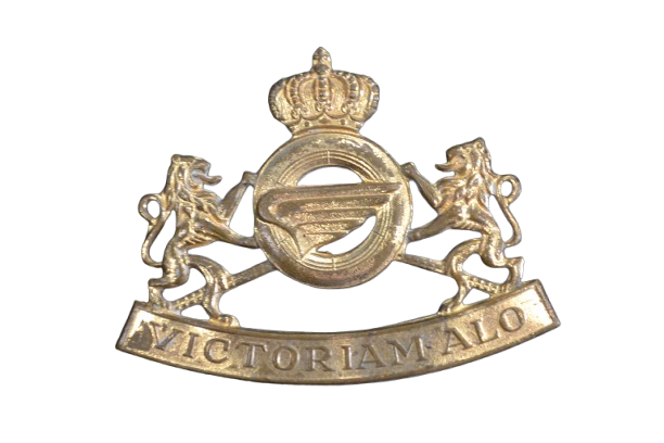 insigne de béret de quartier maître et transport QMT de l'armée belge bronze doré
