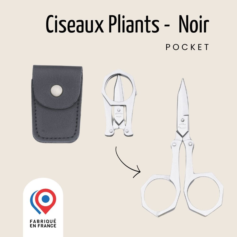 Nogent, Ciseaux pliants de poche, Étui en cuir, Les Spécialistes