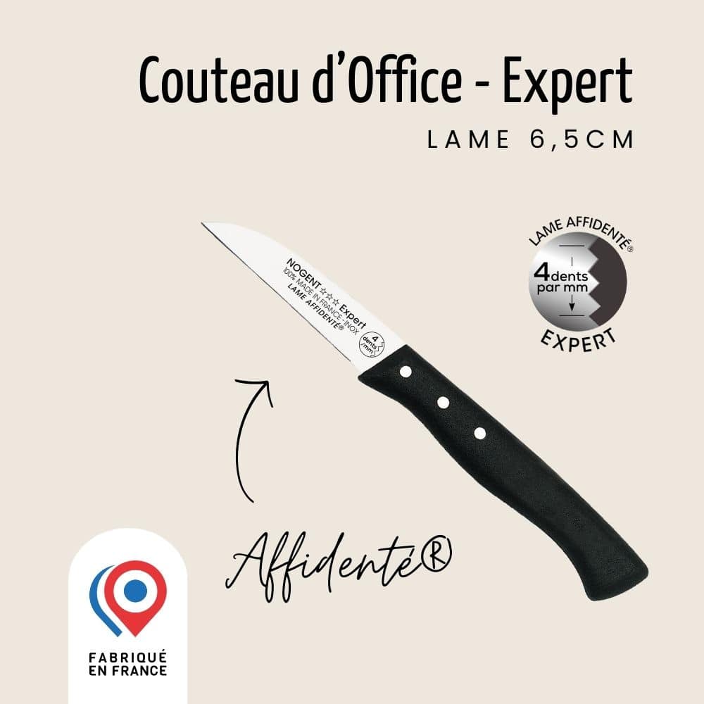 Nogent, Couteau d’Office, Lame 6,5 cm, 4 dents au mm, Affidenté® Confort