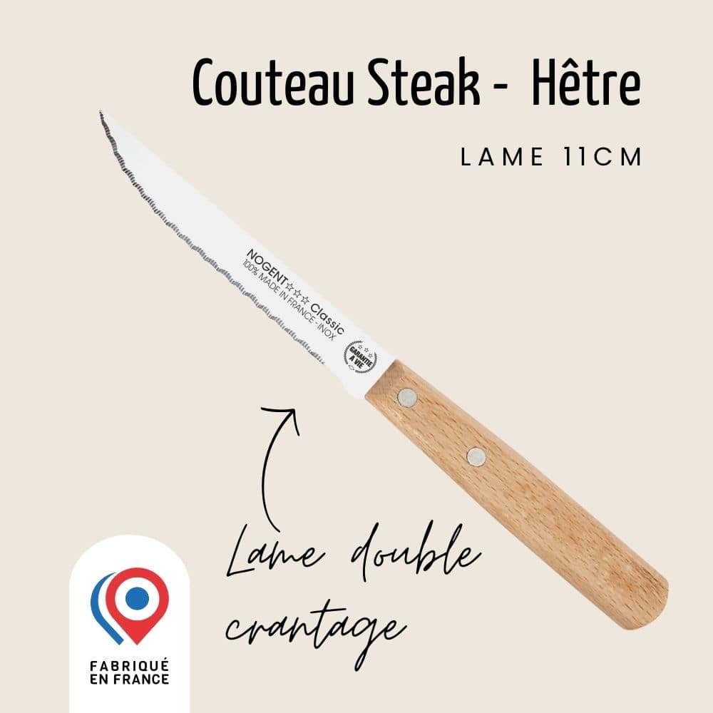Nogent, Couteau steak, Lame 11cm double crantage, Nogent Iconic