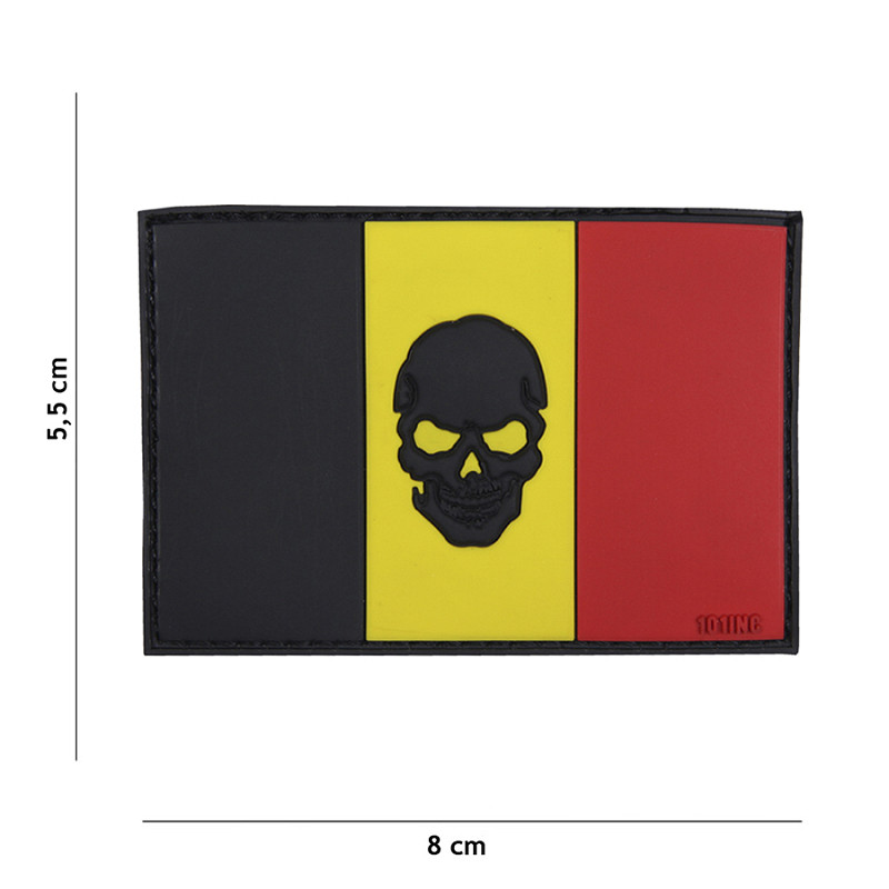 3D PVC flag Belgium + skull #16049