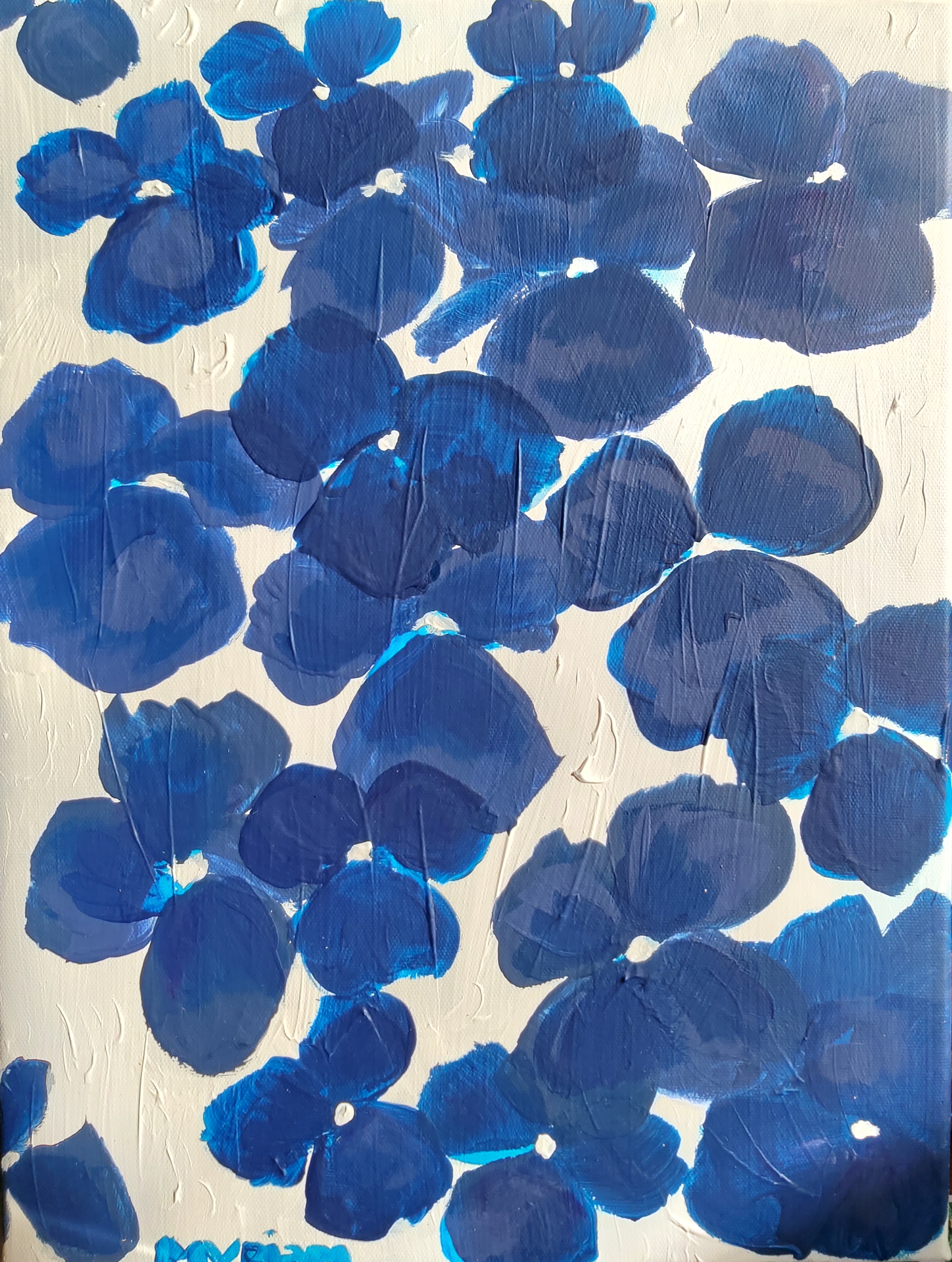 Pensées en bleu, 30x20 cm