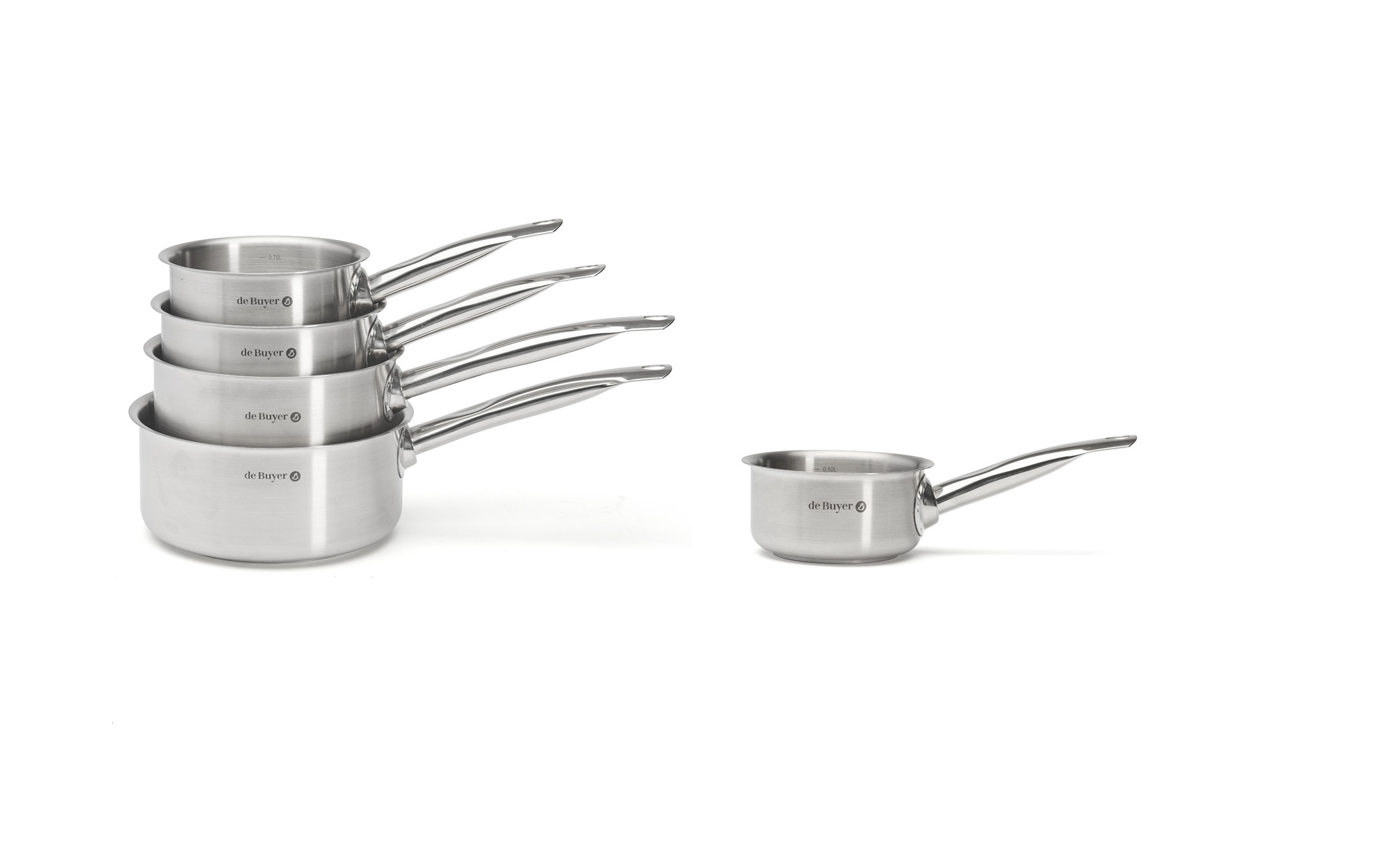 batterie, série de 5 casseroles en inox 18/10 PRIM'APPETY , De Buyer , primappety, prim appety