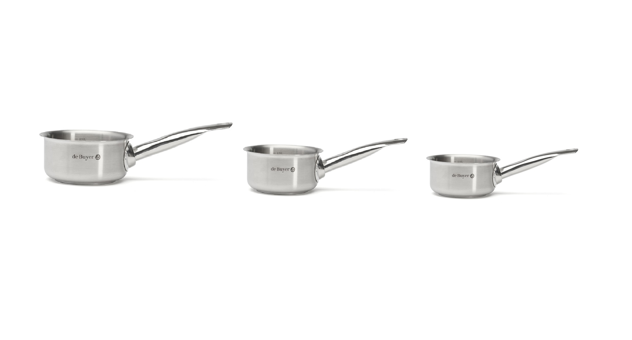 batterie, série de 3 casseroles (14, 16, 18cm) en inox 18/10 PRIM'APPETY , De Buyer