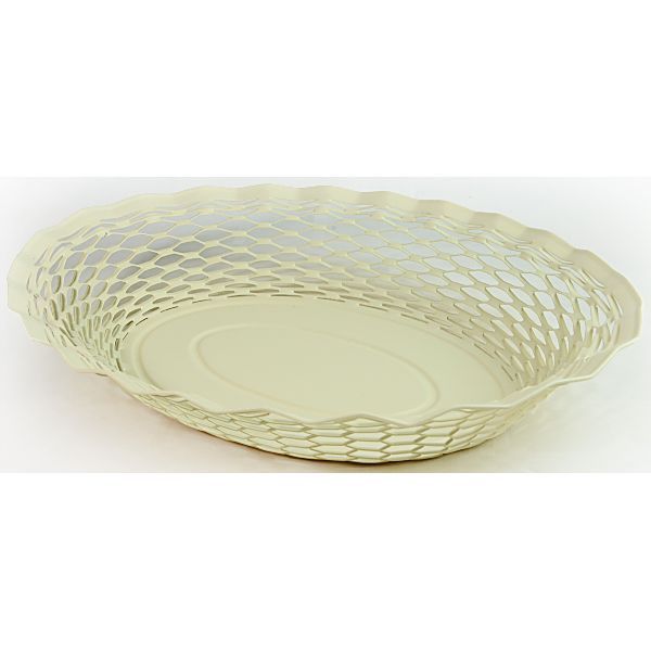  Corbeille à pain ovale 30 x 24 cm, Vintage, ROGER ORFEVRE, France, Blanc vanille