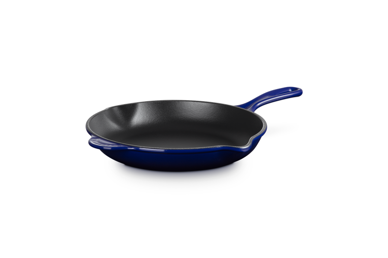 Skillet Rond Classique 26cm en Fonte Émaillée, Le Creuset, indigo