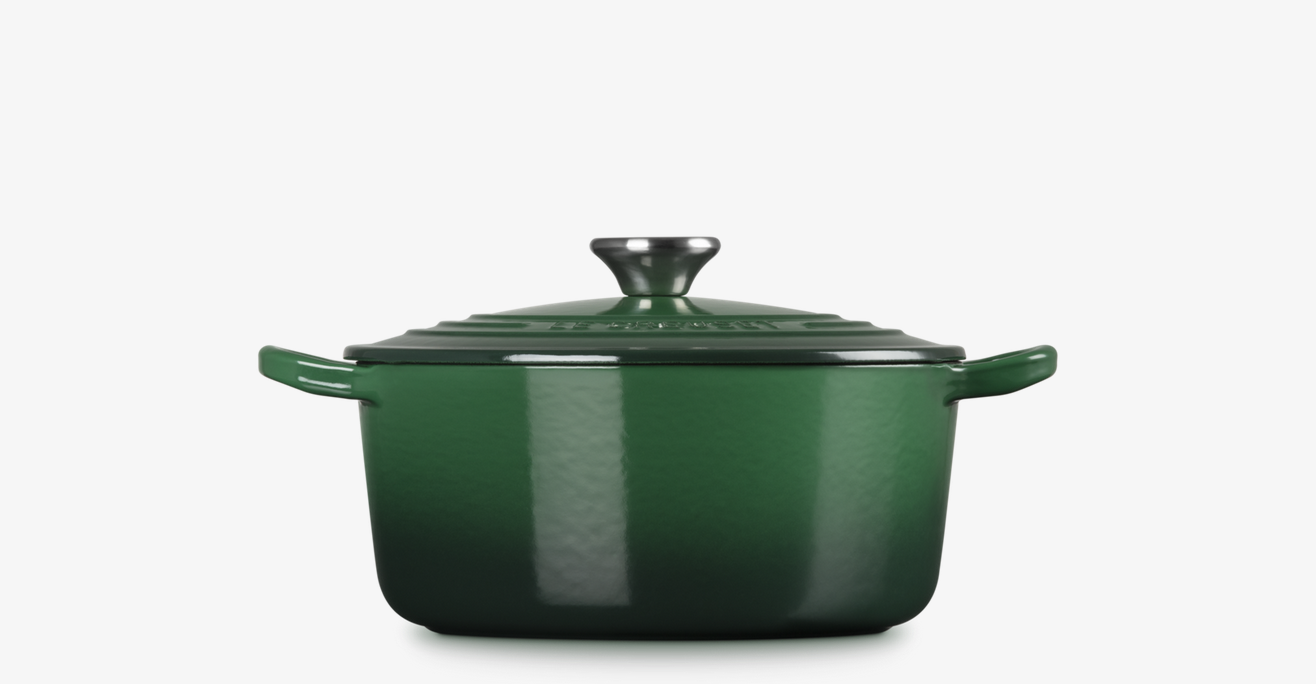 Cocotte ronde 22cm en fonte émaillée, juniper, bouton inox, Le Creuset,