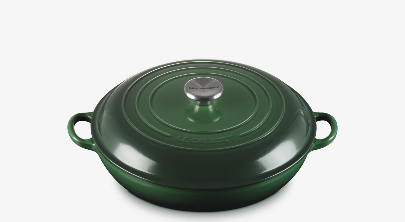 Faitout rond 30 cm en fonte émaillée, juniper, bouton inox, Le Creuset,