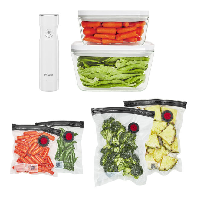 ZWILLING Fresh & Save, Kit de démarrage sous vide, Verre / M/L, 7-pcs, Blanc